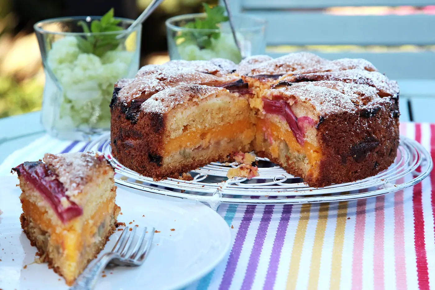 Rebarbora dvou barev. Z červených částí koláč, ze zelených skvělý sorbet